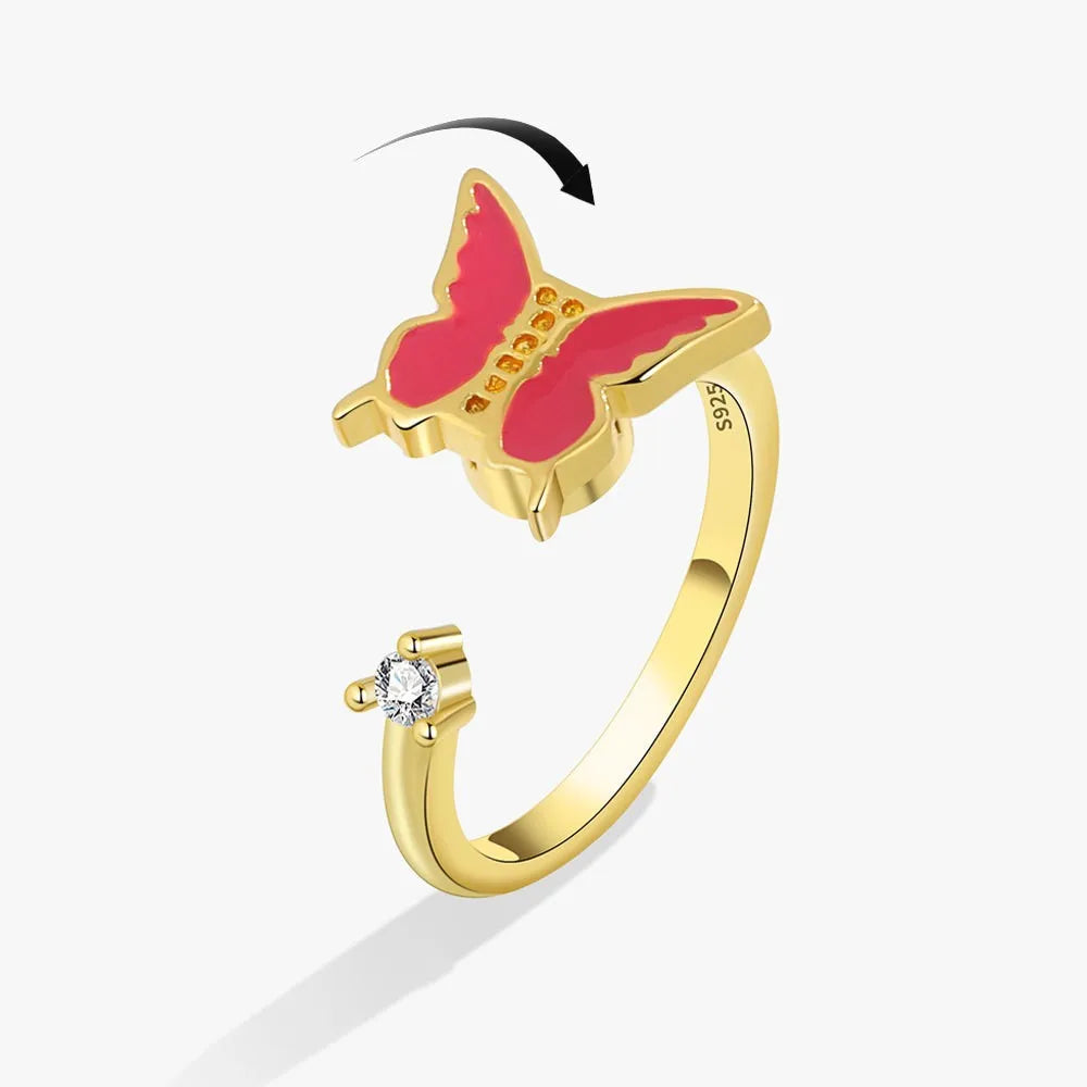 Rotating Anxiety Knuckle Ring For Women Spinner Fidgets Cute Animal Butterfly Flower Anti Stress Ring Party Jewelry Gifts Anillo