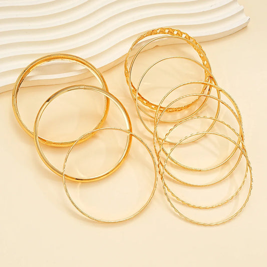 10 Pcs Punk Trendy Multilayer Bracelets Set for Women Elegant Delicate Twist Sparkling Adjustable Bangles Jewelry Couples Gifts