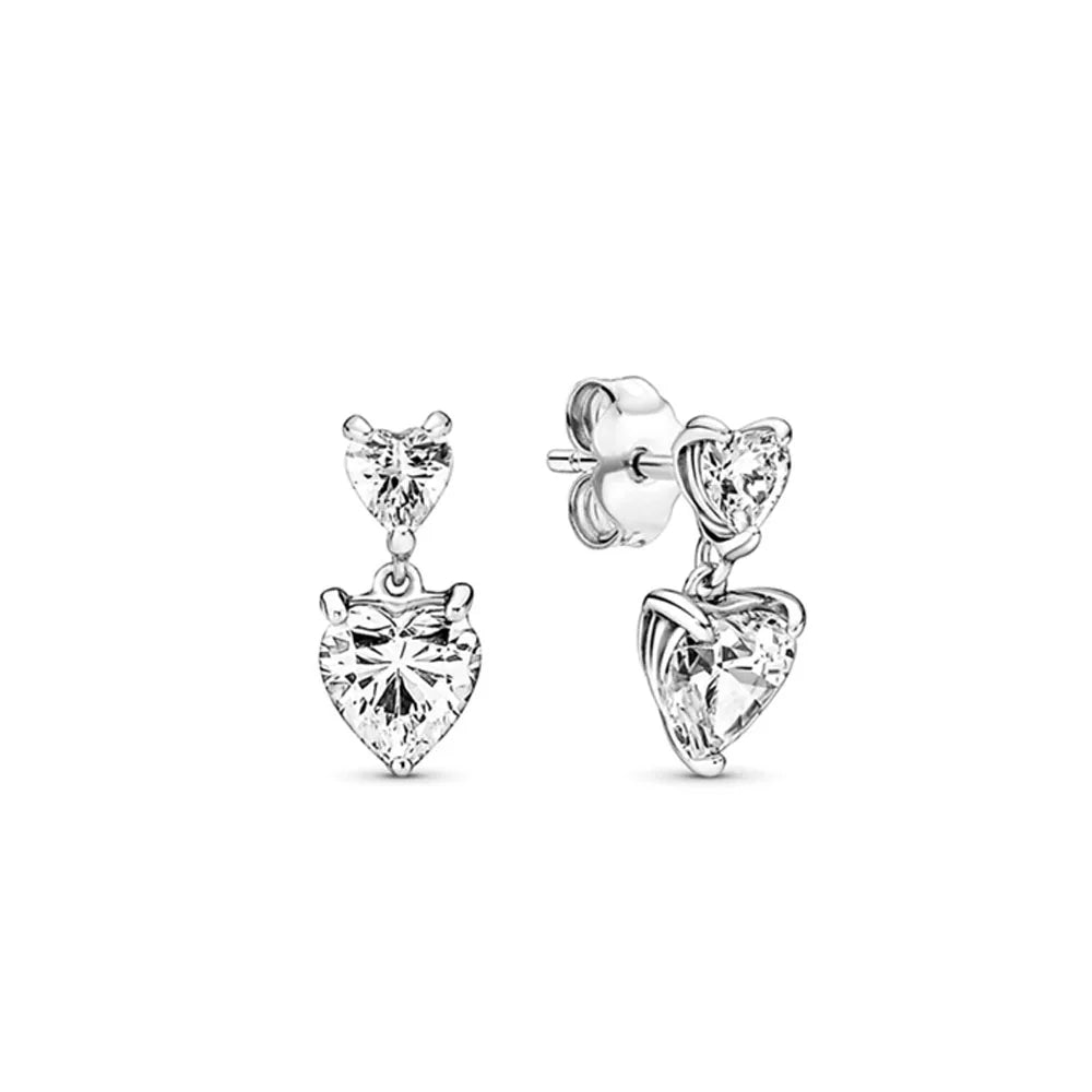 Christmas New 925 Silver Butterfly Blue Heart Red CZ Stud Earrings, Fit Women's Charm Jewelry Gifts Wedding
