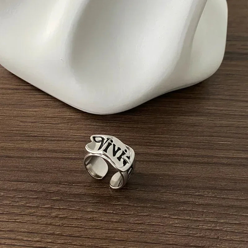 Personalized Girls' Open Ring Korean Version Retro Trend English Letter Versatile Y2k Accessories Party Jewelry Gifts 1/2pc