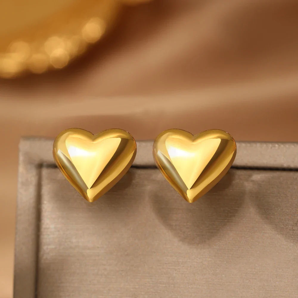 Stainless Steel Earrings Cubic Peach Heart Stud High-end Sense Ornate Earring For Women Jewelry Banquet  Anniversary Gifts New