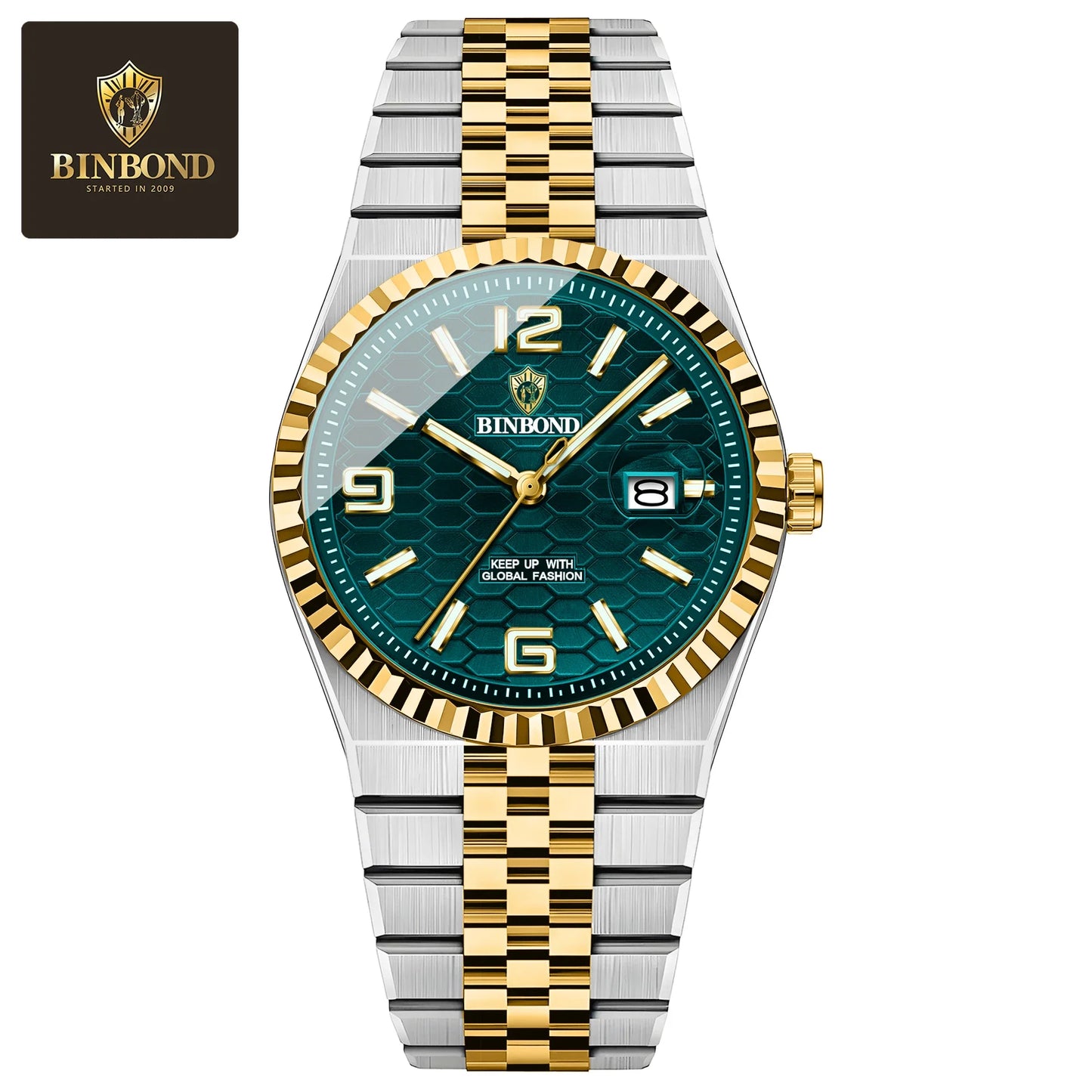 BINBOND High Quality Original Men Clock Waterproof Luminous Date Luxury Man Watch Stainless Steel Quartz Men's Watches Male