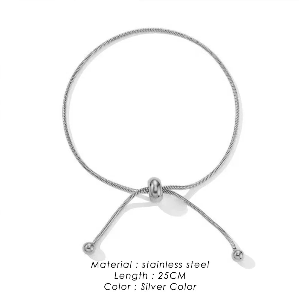 Korean Adjustable Stainless Steel Bracelet for Women Girl Men High Quality Design Gold Color Snake Chain Jewelry Wholesale