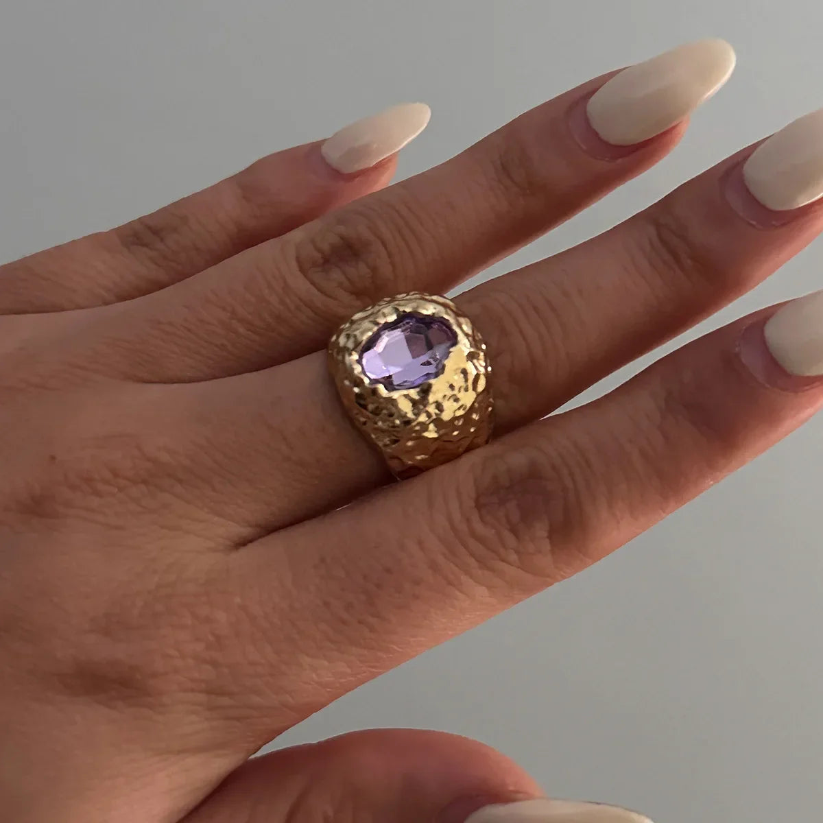 LATS Vintage Punk Inlaid Rhinestone Rings for Women Geometric Exaggerated Personalized Liquid Glossy Light Luxury  Jewelry