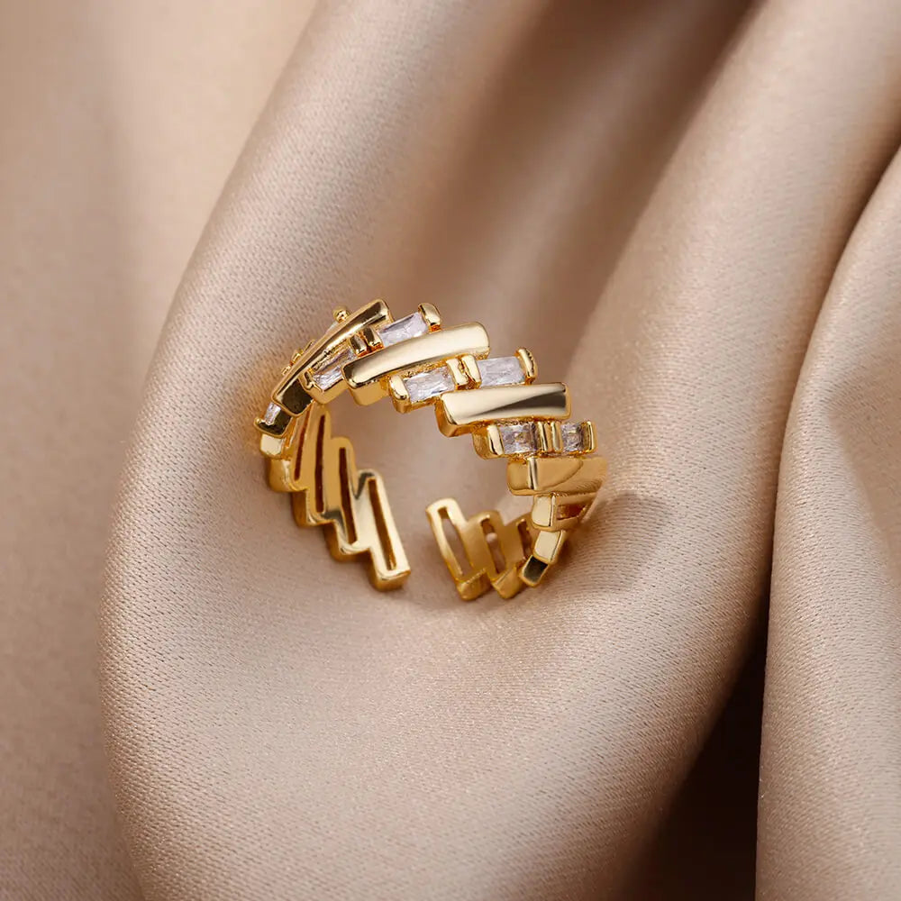 Stainless Steel Sun Rings For Women Gold Color Sun Butterfly Finger Adjustable Ring Aesthetic Fashion Wedding Jewelry Gift