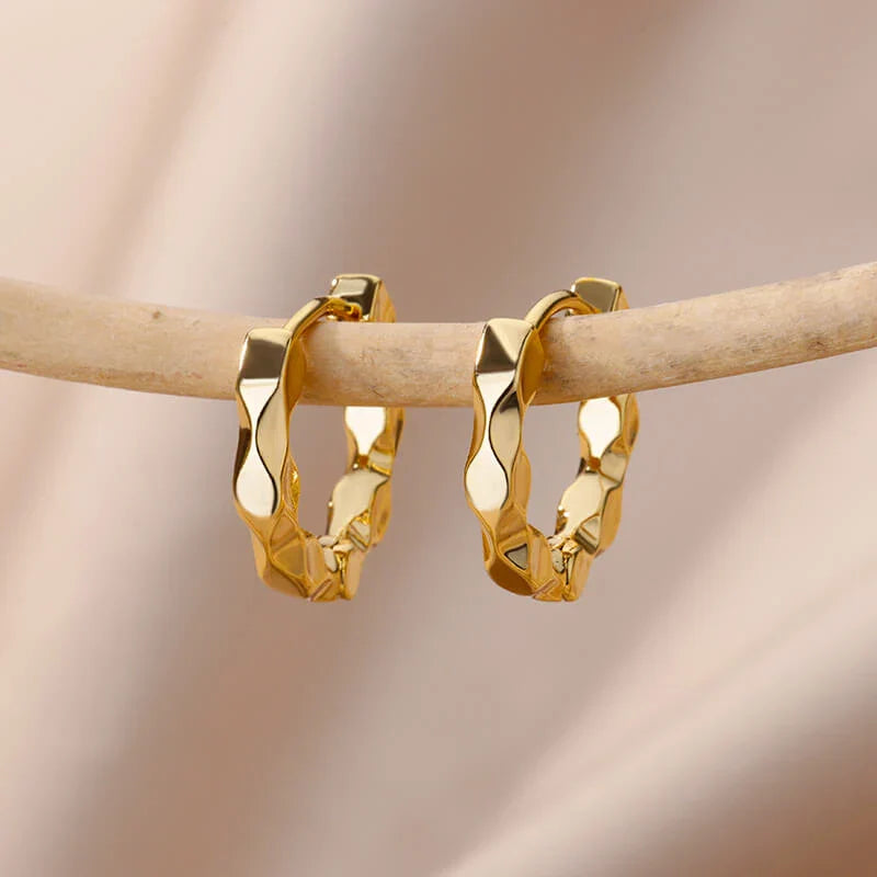 Heart Stainless Steel Earrings for Women Zircon Gold Color Hoop Earring Aesthetic Waterproof Ear Piercing Jewelry Accessories
