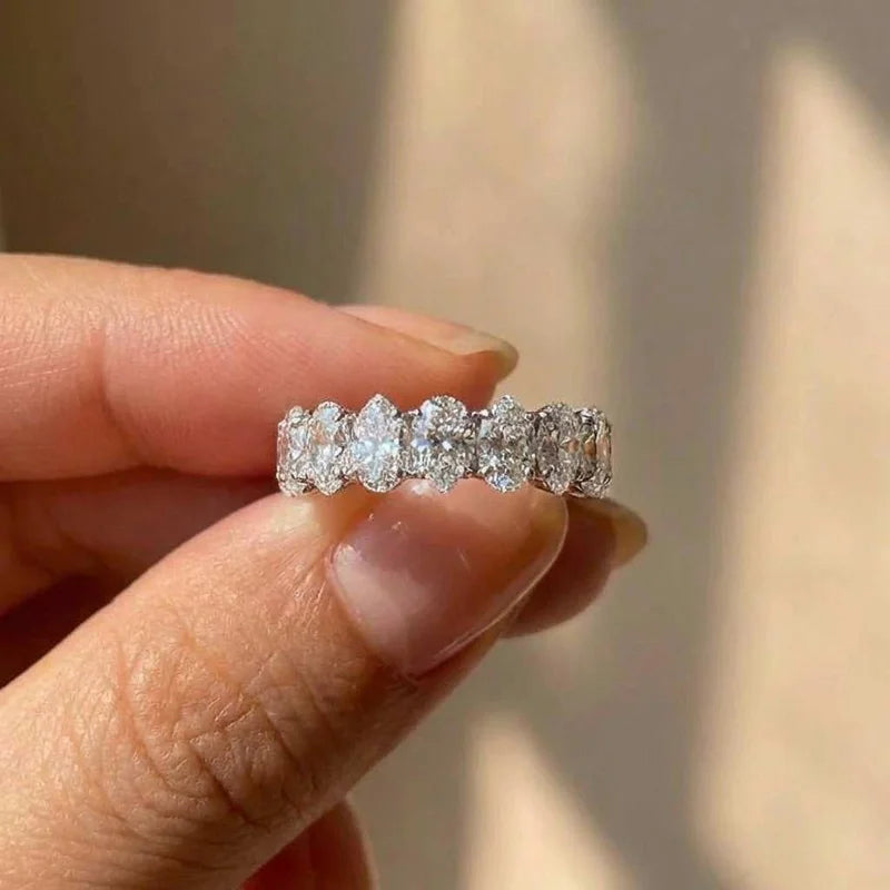 925 Sterling Silver Pear Cubic Zircon Promise Rings for Women Fashion Luxury Wedding Band Accessories Female Jewelry Gift
