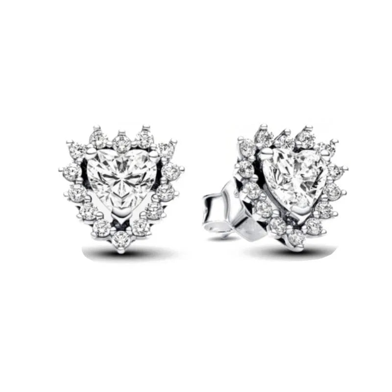 Christmas New 925 Silver Butterfly Blue Heart Red CZ Stud Earrings, Fit Women's Charm Jewelry Gifts Wedding