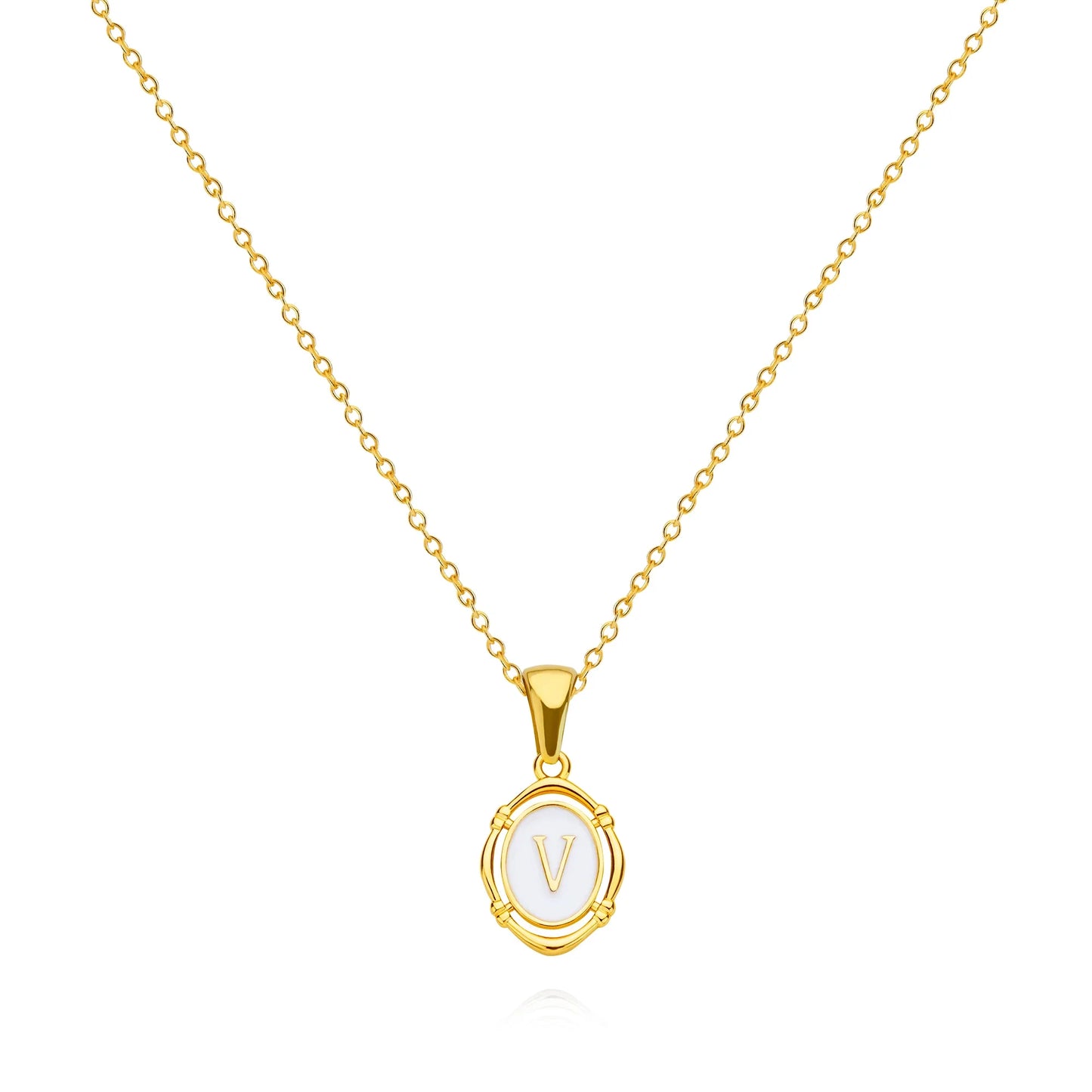 A-Z Letter Initial Enamel Necklace For Women Gold Color Stainless Steel Chain Exquisite Pendant Necklace Fashion Jewelry Gift