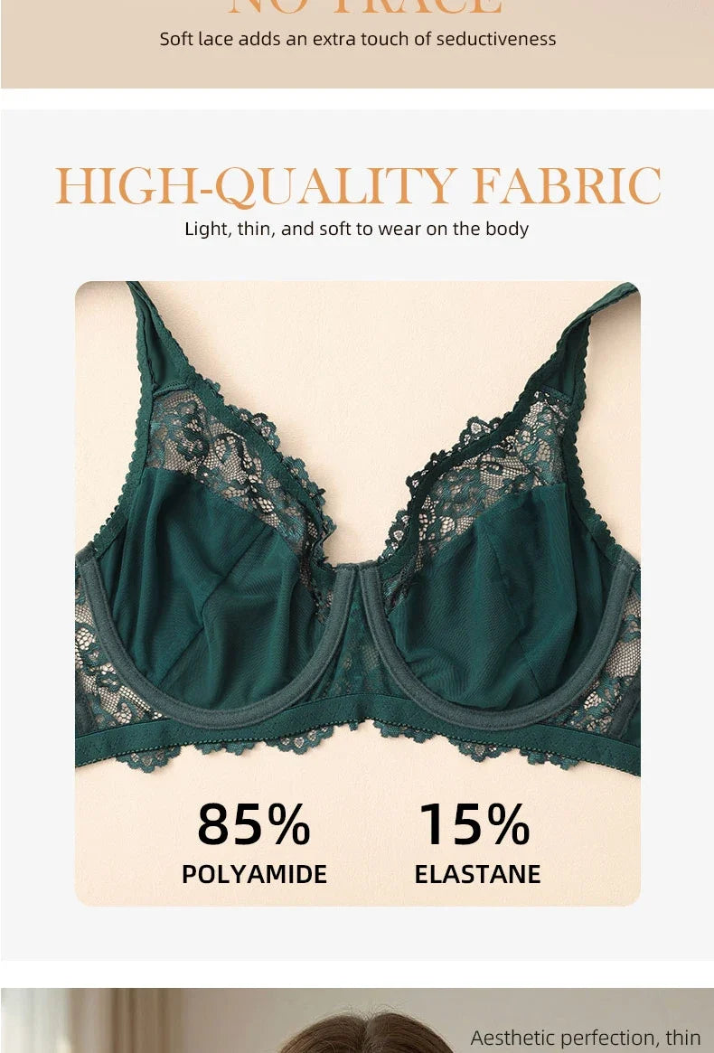 Bras For Womens Lingerie BH Tops Elegance Lace Bras Sexy Underwear Underwire Support Plus Size Brassiere Leisure A B C D E Cup