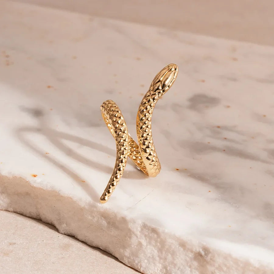 2025 New Arrival Snake Shaped Cuff Bracelet Ring Set for Women Exaggerated Metal Unique Design Bracelet Fashion Jewelry Set