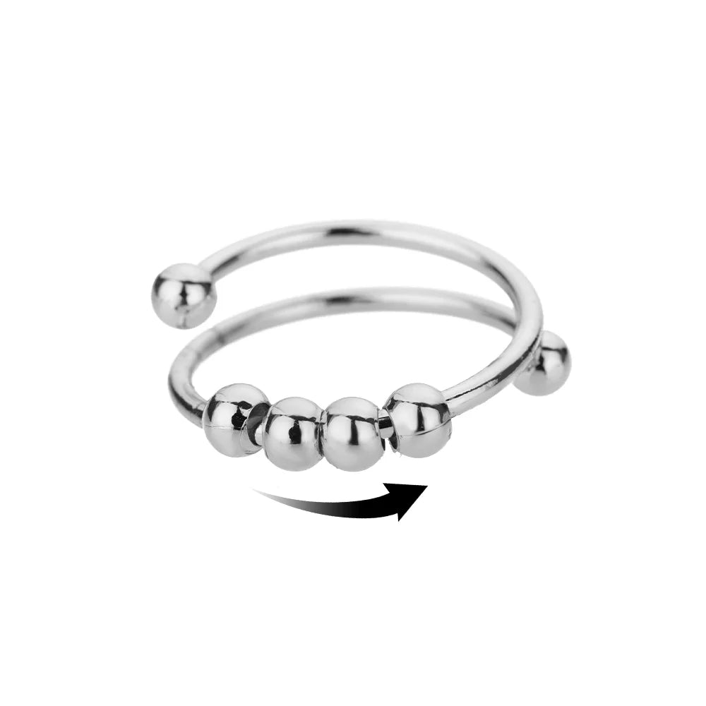 Anti Stress Anxiety Fidget Rings for Women Stainless Steel Sunflower Sun Star Spinner Ring Christmas Jewelry Gifts Dropshipping