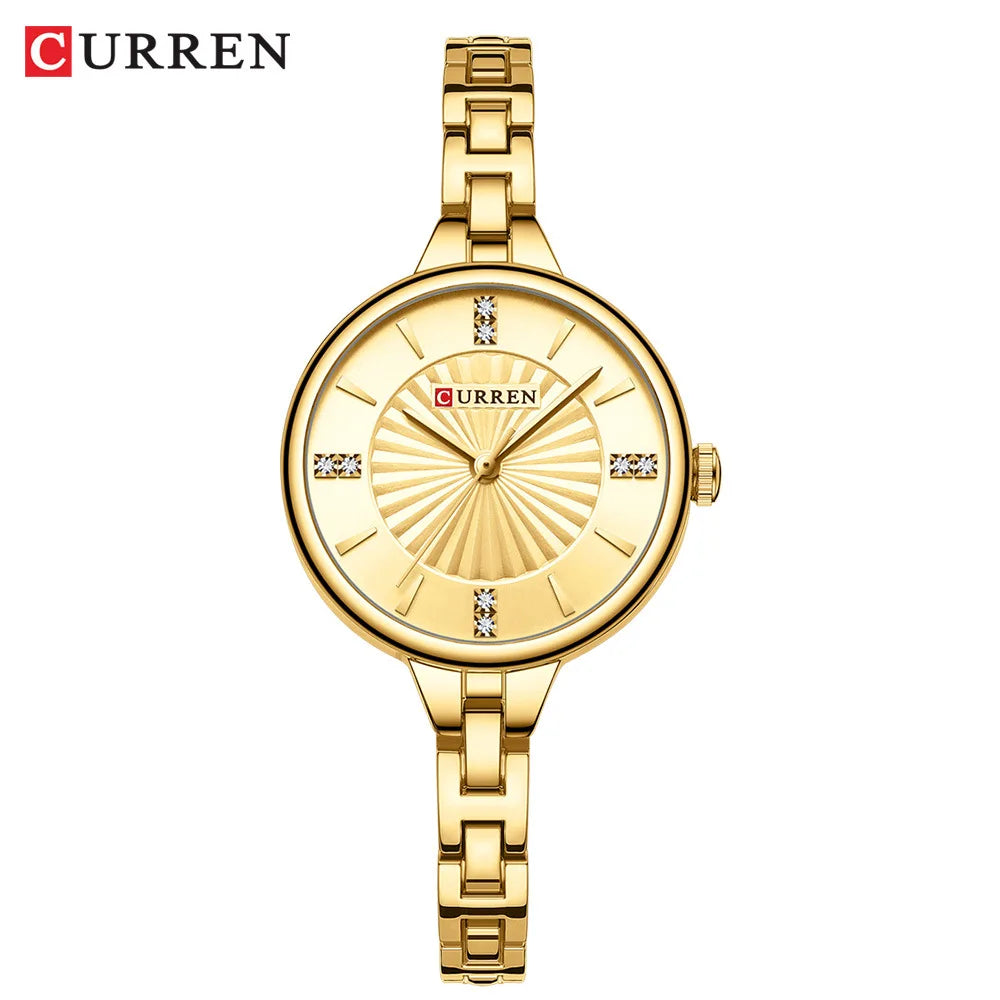 CURREN 9097 Top Brand Women's Quartz Watch Fashion Casual Gold Silver Waterproof Stainless Steel Strap Women's Elegant Watch