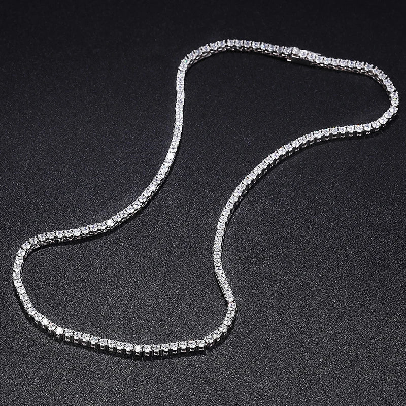 NeeTim 2.5mm Full Moissanite Tennis Necklace 925 Sterling Silver with Gold Plated Necklaces Neck Chain Fine Jewelry for Women
