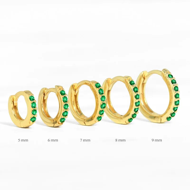 2PCS Stainless Steel Minimal Crystal Zirconia Hoop Earrings Gold Silver Color Small Huggie Cartilage Earring Piercing Jewelry