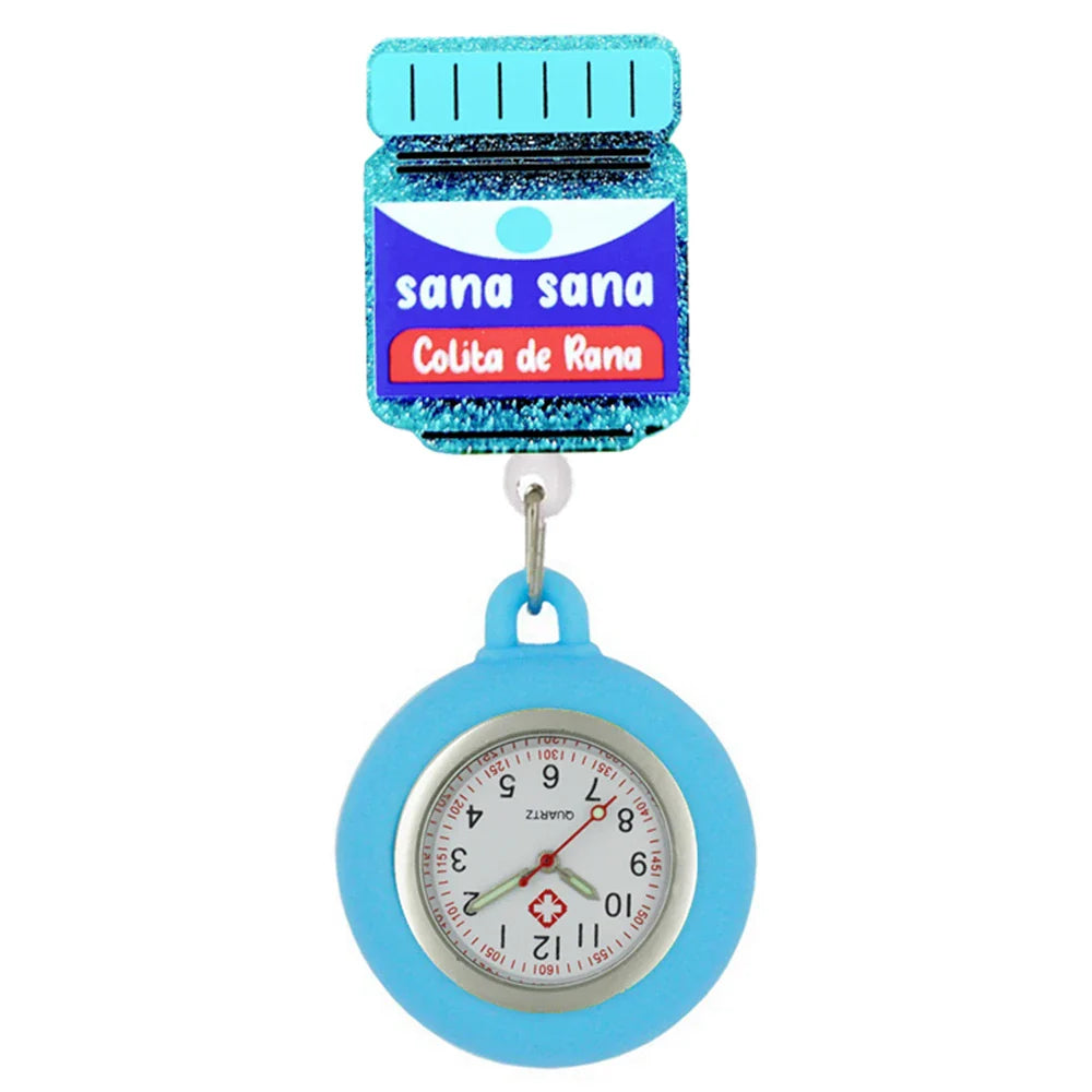 Hospital Health Care Shiny Heart Medical Icons Cartoon Lovely Nurse Doctor Clip Pocket Watches Hang Clock Gift Watch