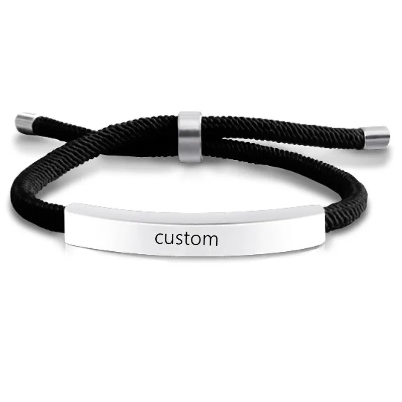 Personalized Men's Bracelet Customized Adjustable Bangle Stainless Steel Name Any Text Engraved Bracelet Birthday Gift for Him