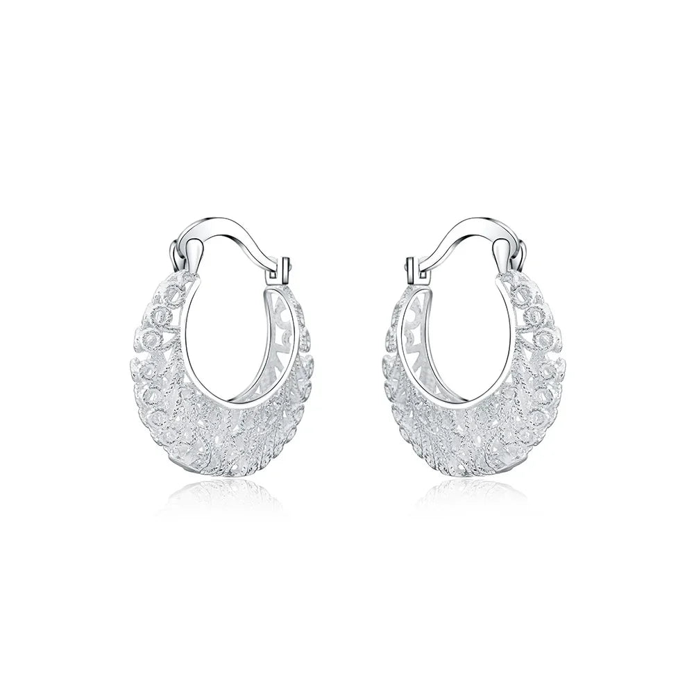 Hot Pretty 925 Sterling Silver Hollow Carved drop Earrings for Women retro Trend party Jewelry Christmas Gifts wedding