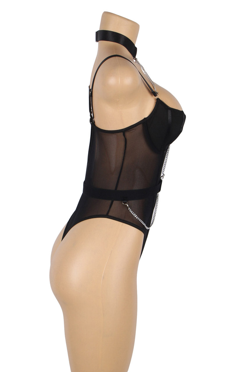 Black Chain Harness Bodysuit