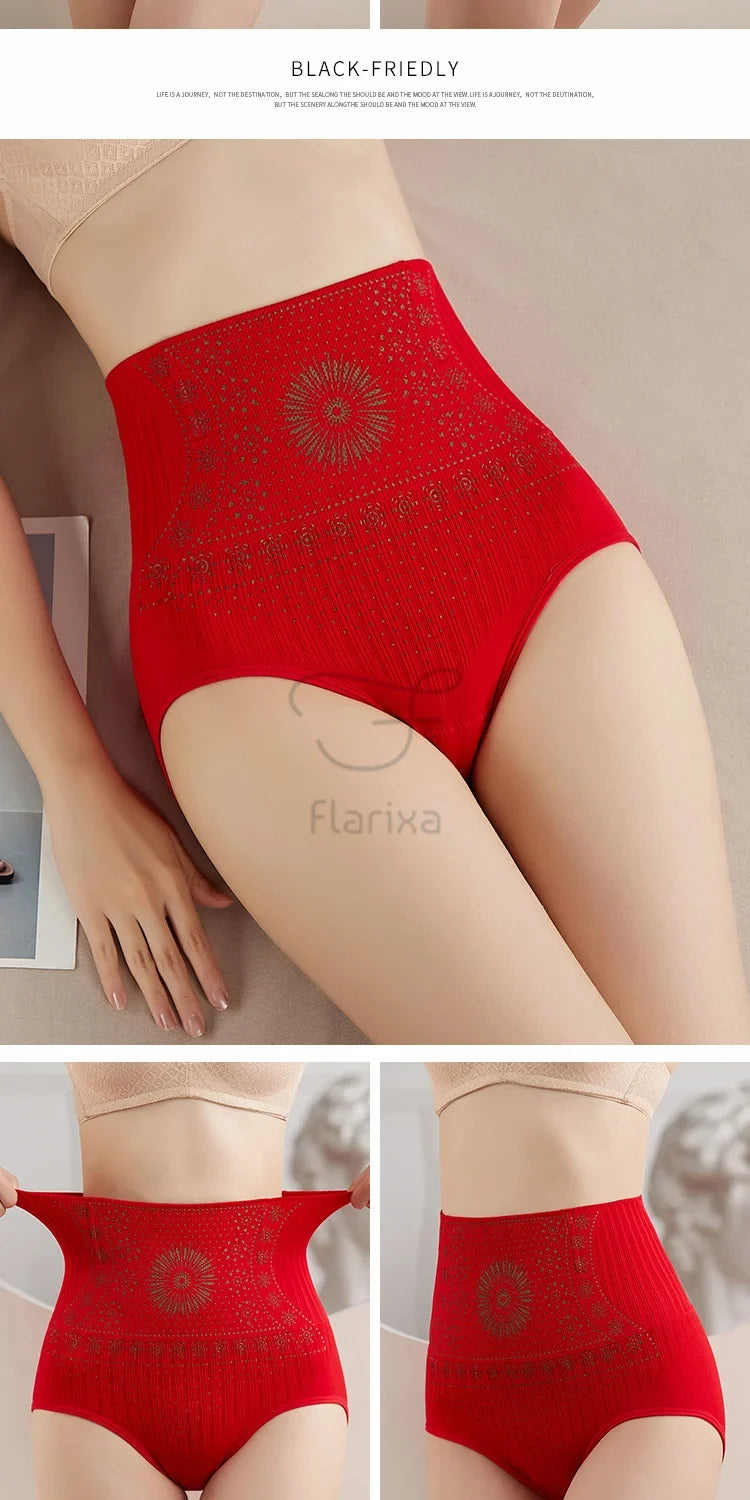 Flarixa High Waist Seamless Shaping Briefs Slimming Panties Women Faja Postpartum Abdominal Pants Body Shaper Underwear Slimmer