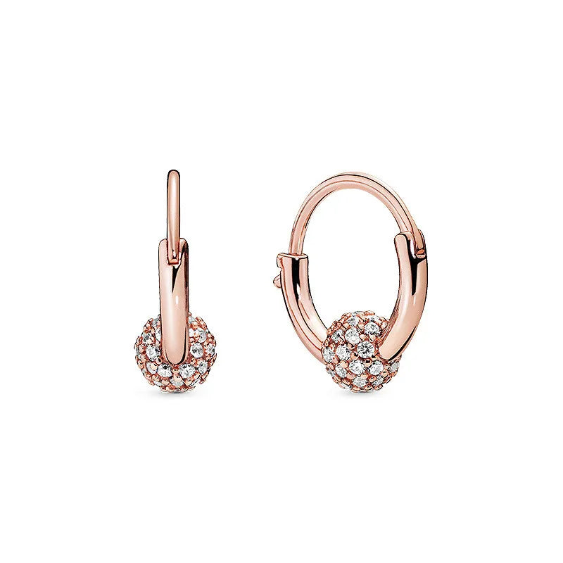 Rose Gold Color 925 Silver Sterling Flower Stud Earrings, Fit Women's Festival Christmas Charm Jewelry Gifts
