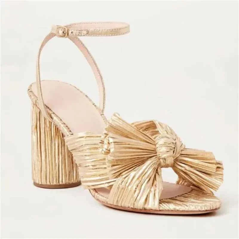 Summer High Quality Open Umbilical Bow High Heels Women's Sandals Party Dress Wedding Shoes