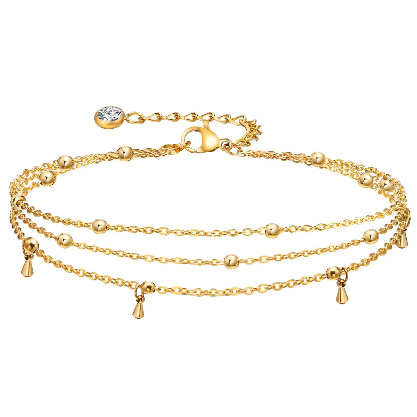 Stainless Steel Lucky Evil Eye Anklet Bracelet for Women, Blue Eye Beaded Chain Foot Anklets Summer Beach Lucky Amulet Gift