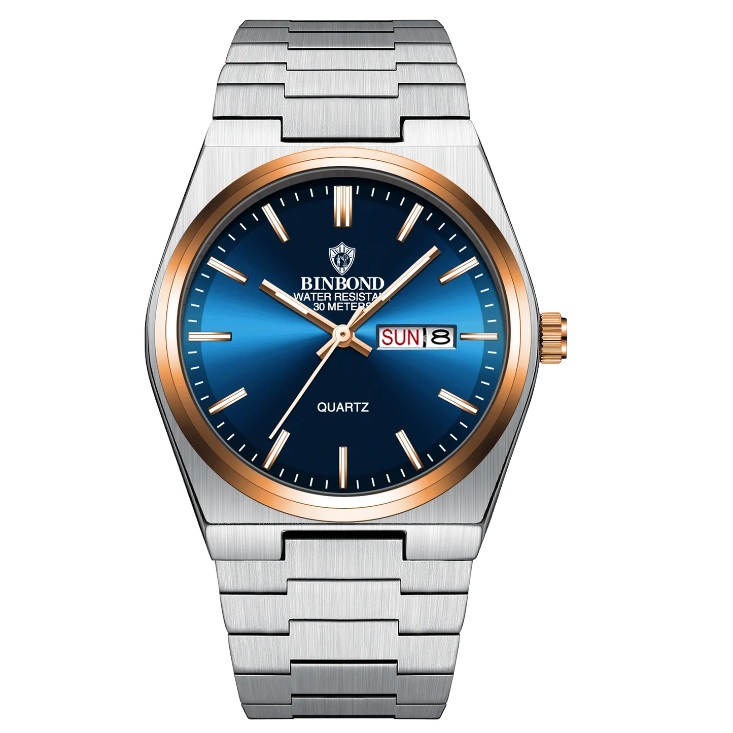 BINBOND Luxury Fashion Man Clock Top Business Waterproof Luminous Date Week Men's Watches Quartz Stainless Steel Men Wristwatch