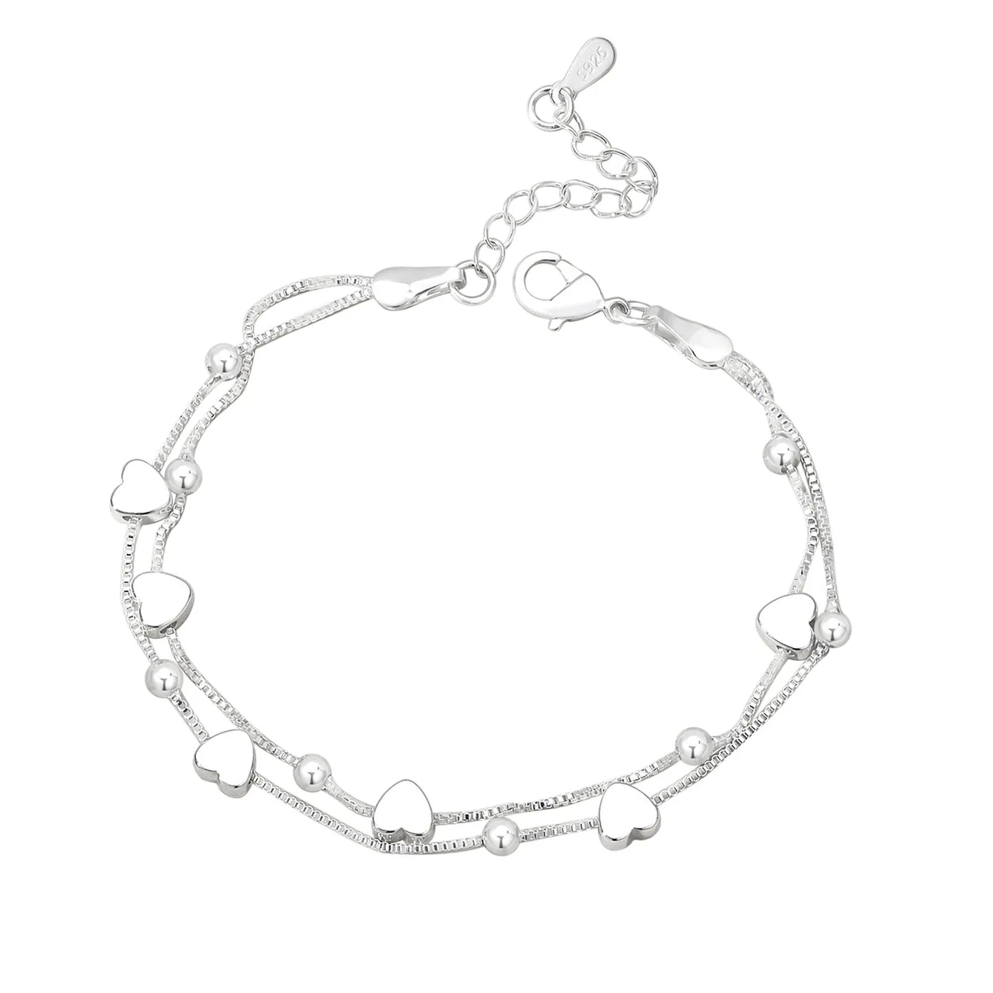 925 Sterling Silver Bracelets Woman Heart Ball Chain Charm Bracelet Couple Designer Jewelry Accessories Wholesale Jewellery