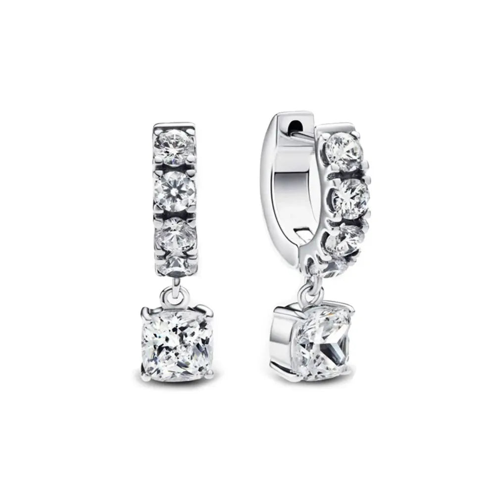New S925 Silver Heart Stone Stud Earrings Suitable for Valentine's Day, Mother's Day, Anniversary Gift DIY Charm Jewelry