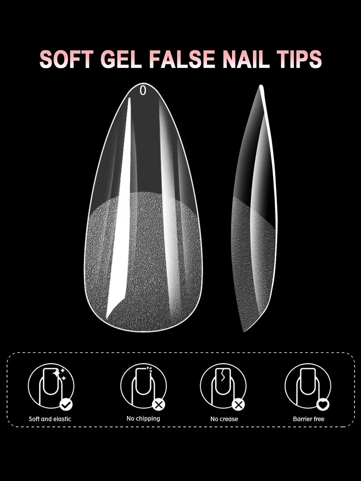 100/600Pcs Short Almond Nail Tips Soft Gel Nail Tips Full Cover False Nail Tips For Acrylic Nails  Salon Home Press On Nails