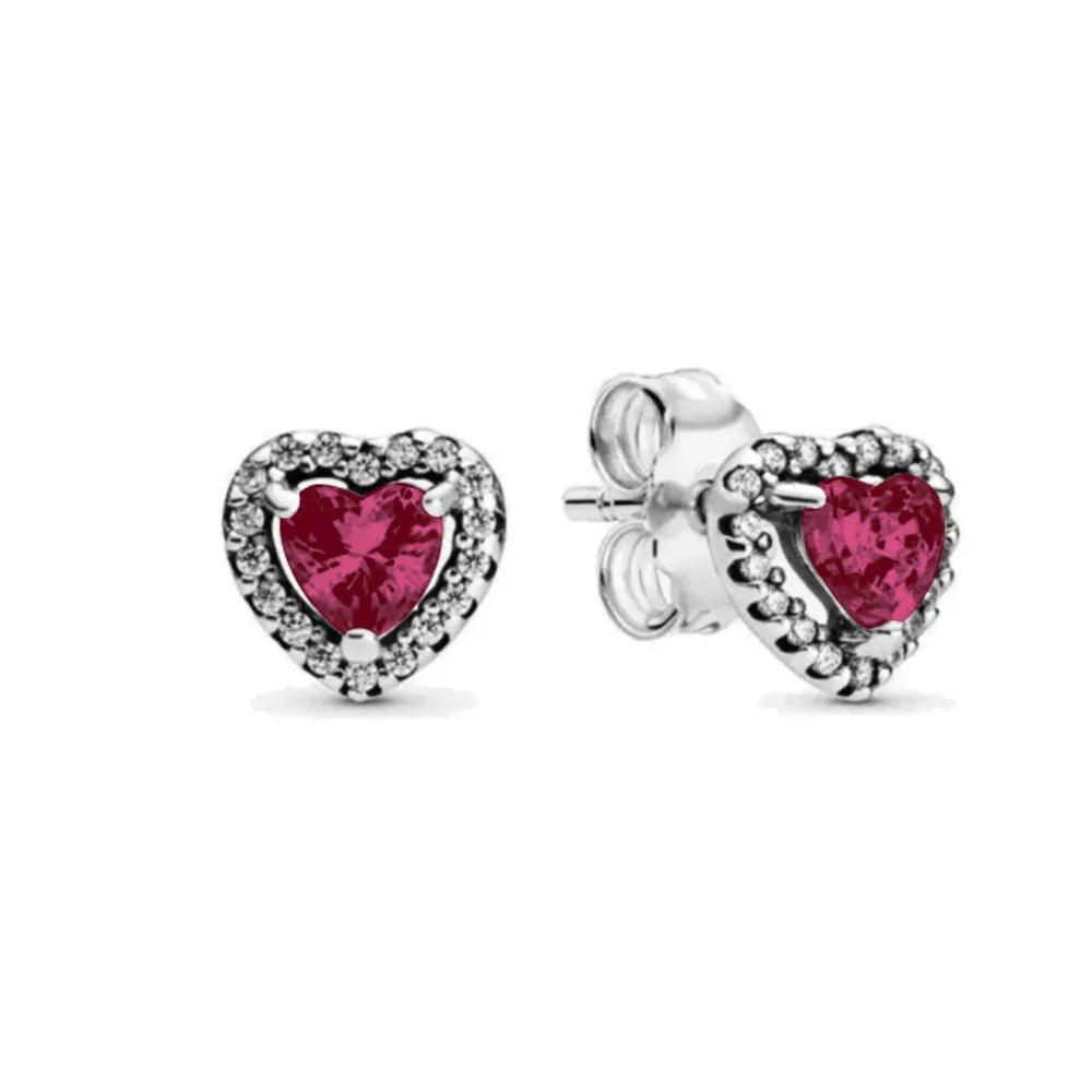 New S925 Silver Heart Stone Stud Earrings Suitable for Valentine's Day, Mother's Day, Anniversary Gift DIY Charm Jewelry