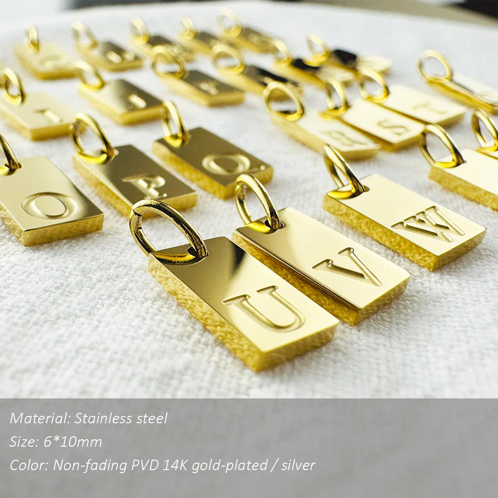 SUNIBI Alphabet Charm Pendant for Necklaces Stainless Steel Jewelry DIY Engraved Lettering Accessories Women's Fashion Jewelry