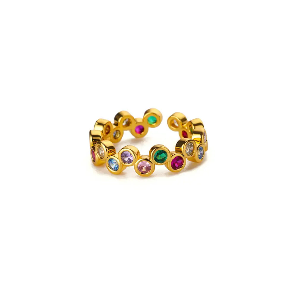 Colorful Tiny Round Rings For Women Stainless Steel Gold Color Adjustable Wedding Ring Luxury Aesthetic Jewlery Couple Gift