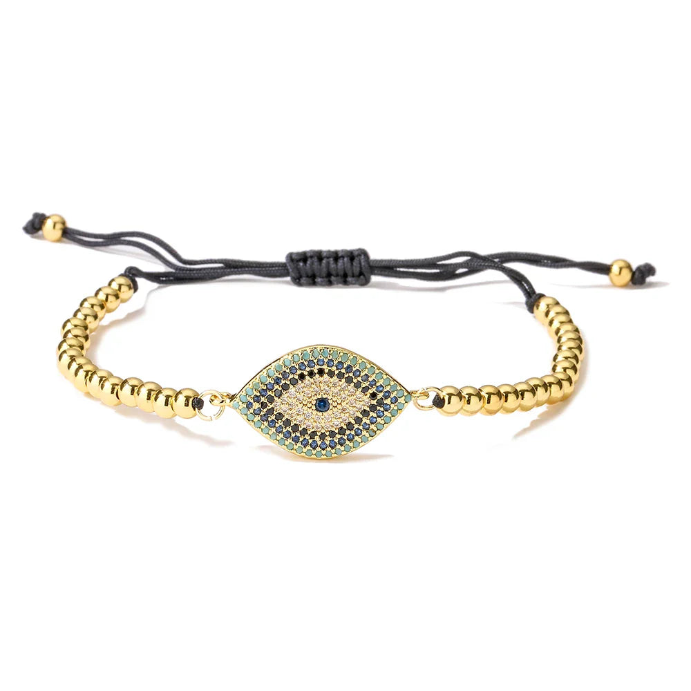 NEWBUY 2026 Trendy Turkish Gold Color Evil Eye Bracelet Adjustable AAA CZ Pave Setting Female Luckry Party Jewelry Gift