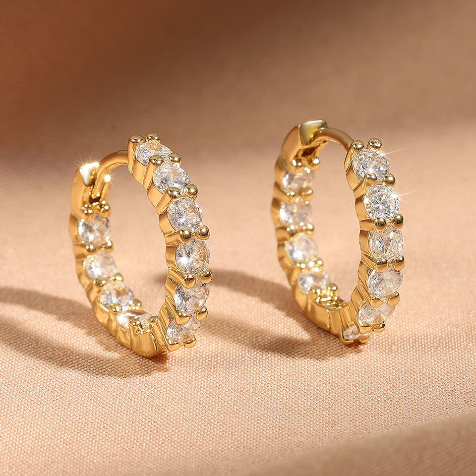 Yupsk 6pcs Shiny Zircon Ear Rings White Gold Color Huggie Cartilage Piercing Ear Cuff Tiny Earring for Women Men Jewelry Gift
