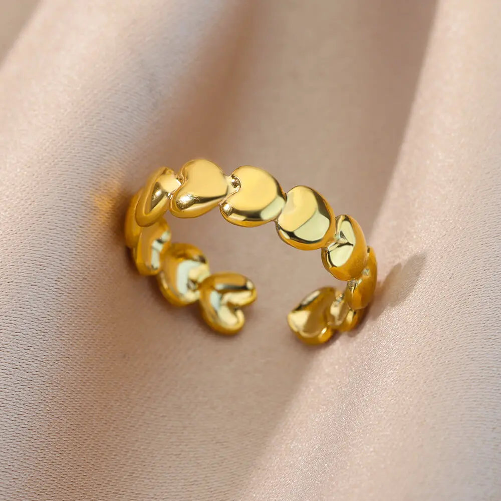 Irregular Hollow Opening Rings For Women Stainless Steel Gold Color Geometric Ring Party Christmas Jewelry Gift Free Shipping