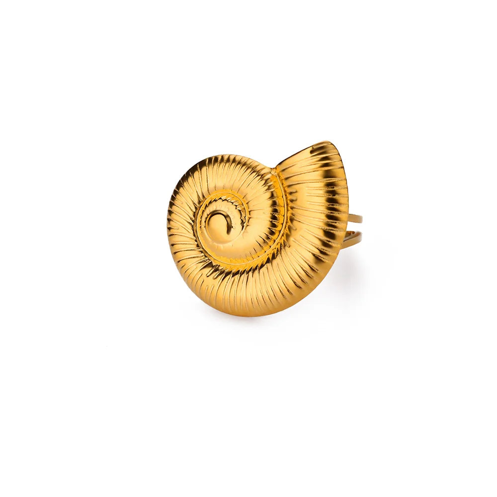 316L Stainless Steel Starfish Shell Rings for Women Gold Color Open Finger Ring Femme Trendy Summer Vacation Ocean Jewelry Gift