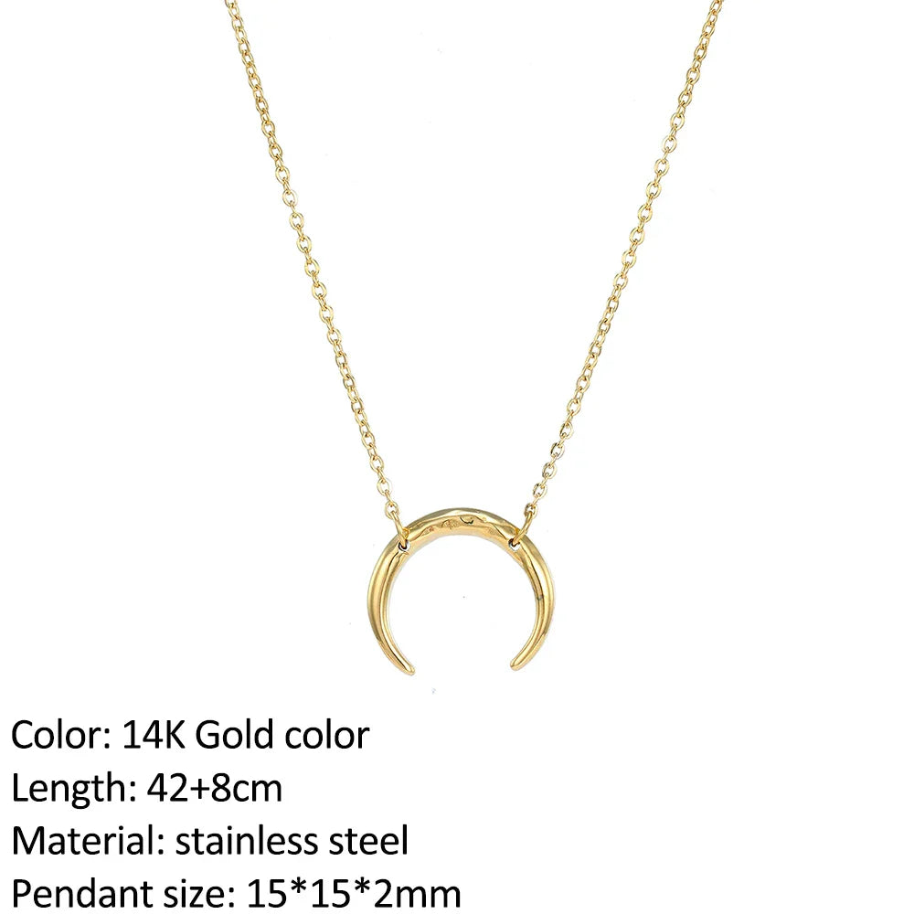 SUNIBI Fashion Stainless Steel Necklace for Woman Personality Infinity Cross Pendant Gold Color Necklaces on Neck Women Jewelry