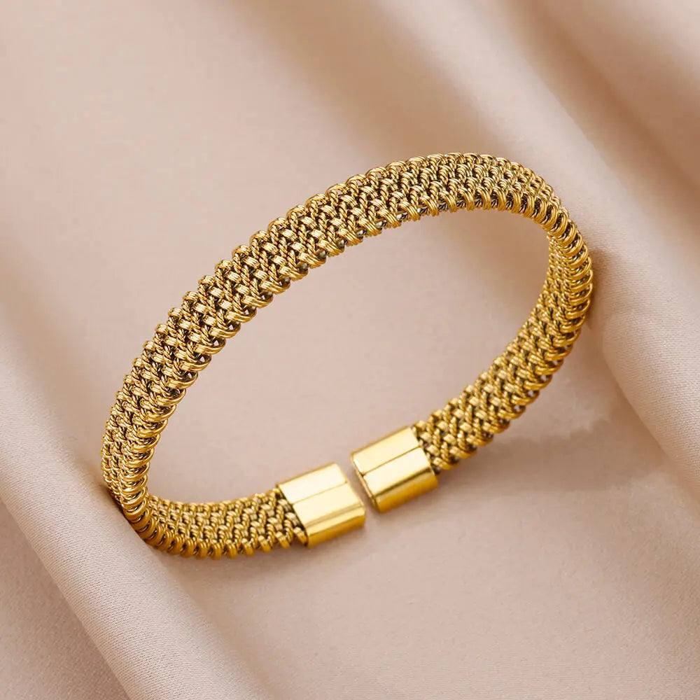 Snake Bangle Bracelet For Women Stainless Steel Opening Gold Plated Opening Bangle Animal Aesthetic Jewelry pulseras mujer