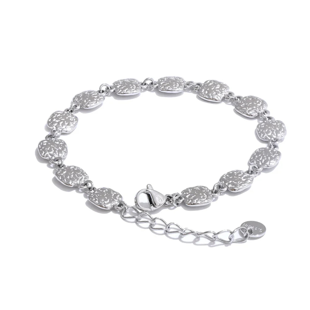 Yhpup Fashion Stainless Steel Square Chain Bracelet Bangle for Women Rust Proof Personalized Charm Wrist Jewellery Gift