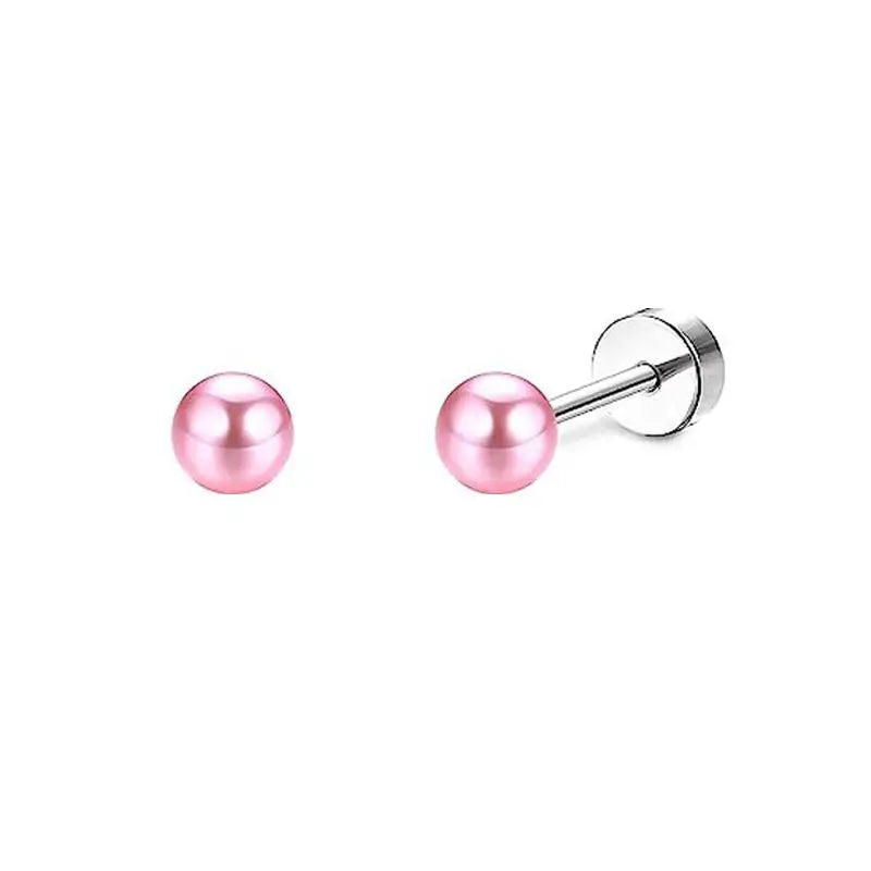 2PCS/Set Stainless Steel Heart Moon Earbone Stud Screw Ball Stud Earrings for Women Fashion Ear Tragus Cartilage Body Piercing