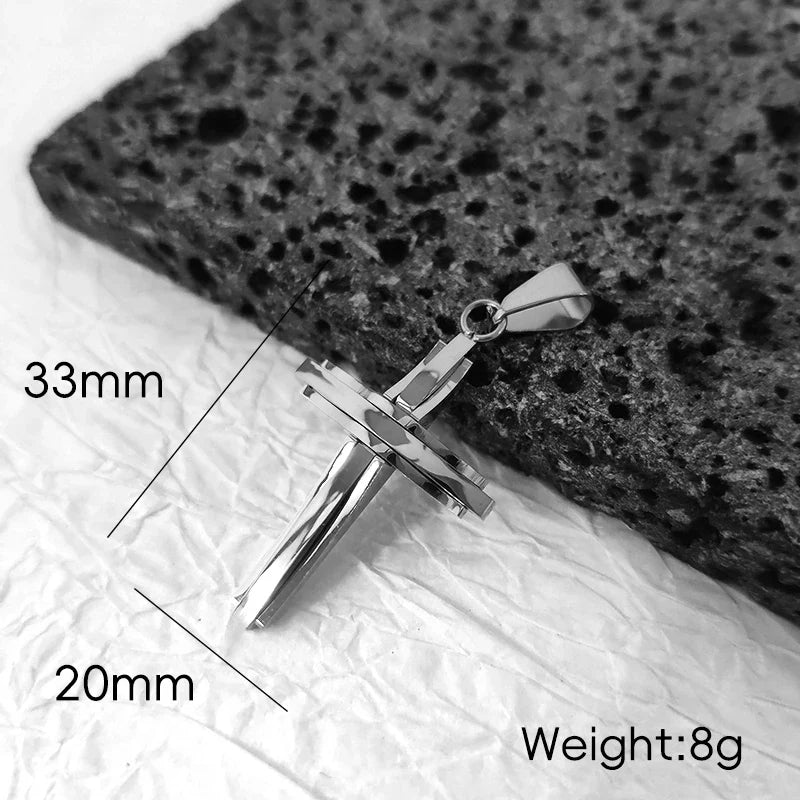 Trendy Men's 18K Gold Plated Stainless Steel Cross Pendant Necklace Christian Wedding Gift Jewelry Hiphop Style