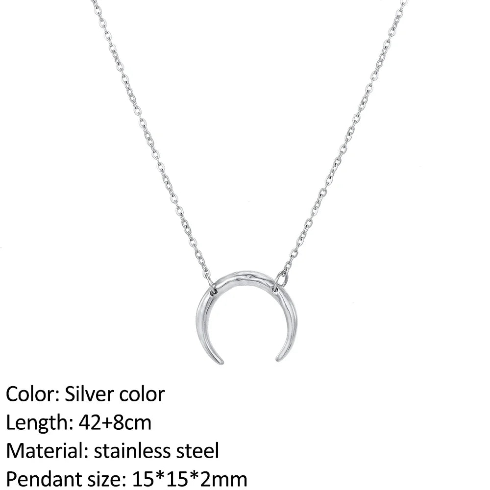 SUNIBI Fashion Stainless Steel Necklace for Woman Personality Infinity Cross Pendant Gold Color Necklaces on Neck Women Jewelry