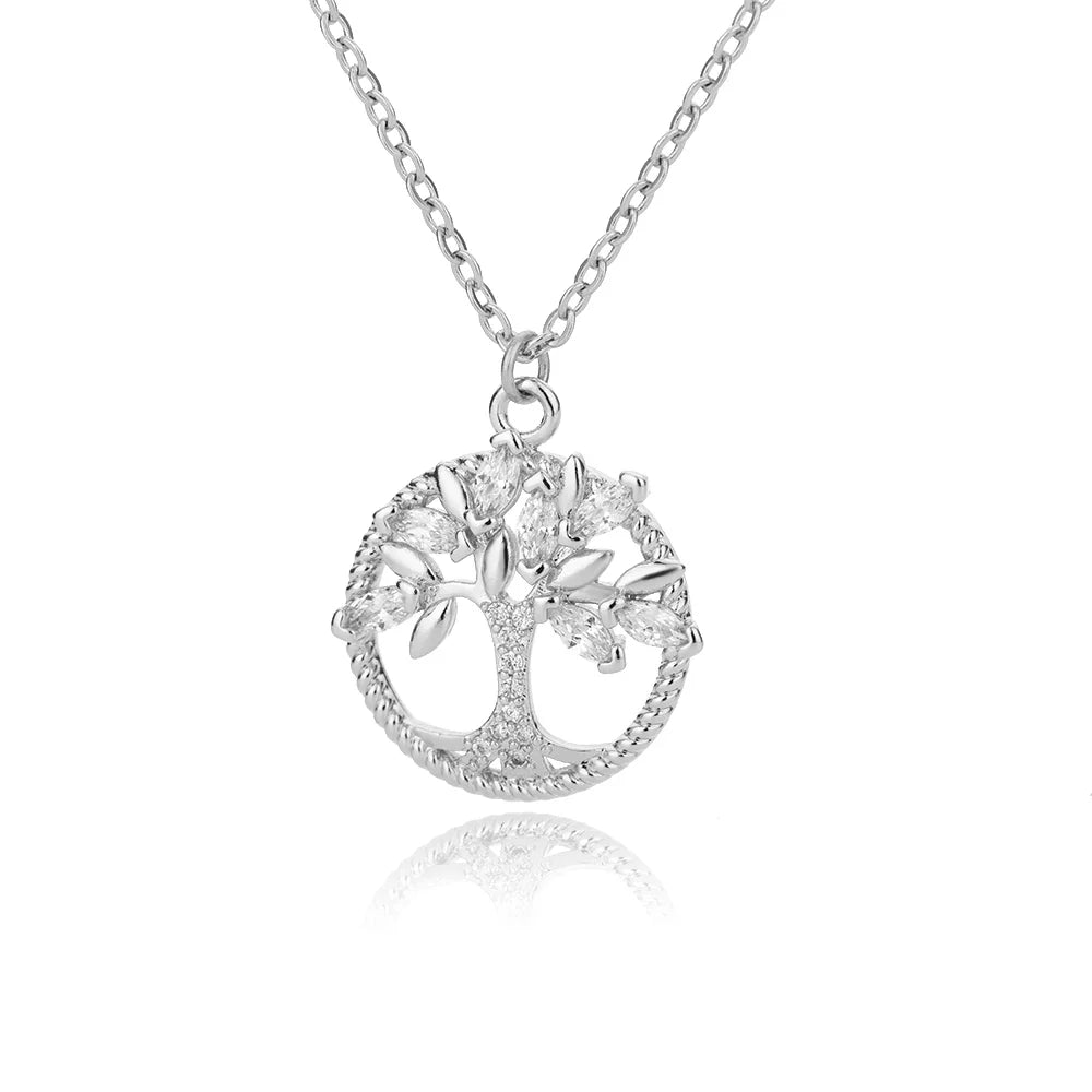 Zircon Tree of Life Necklace for Women Stainless Steel Chain Collar Choker Pendants Necklaces 2024 Trend Aesthetic Jewelry mujer