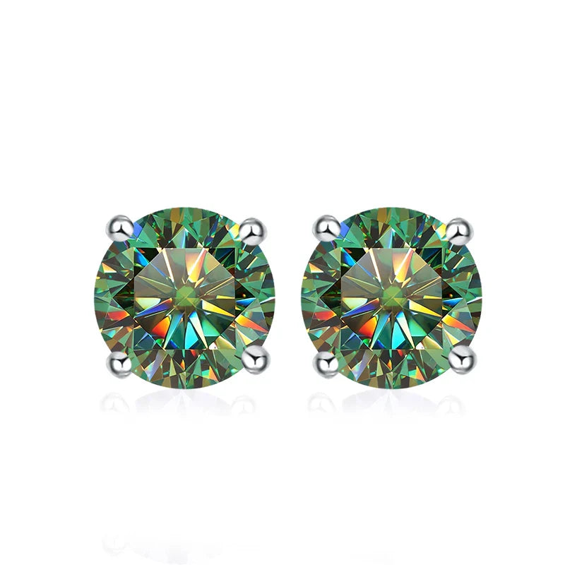 NeeTim 0.5ct 1ct 2ct Moissanite Stud Earrings for Women 925 Sterling Silver Pink Black Blue Grey Sparkling Lab Diamond Earring