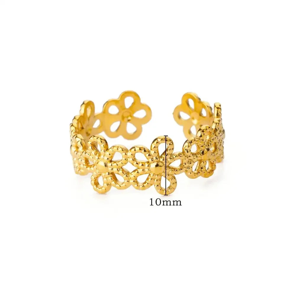 Luxury Zircon Butterfly Flower Rings for Women Stainless Steel Gold Color Cheap Ring Fashion Wedding Couple y2k Jewelry anillos