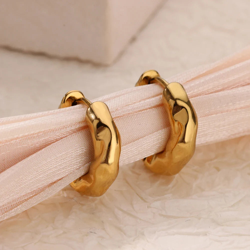 Stainless Steel Pendientes Earrings for Women Gold Color New In Geometric Small Hoop Earrings 2024 Trend Wedding Jewelry Gift