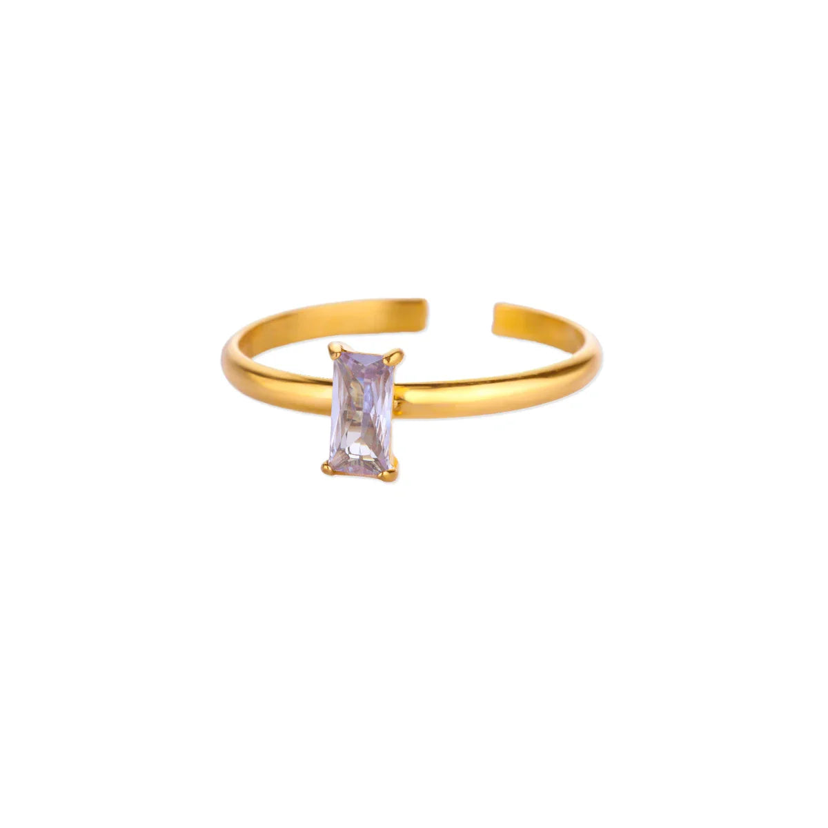Stainless Steel Birthstone Rings For Women Gold Color Zircon Birthstone Opening Ring Minimalist Christmas Birthday Jewelry Gift