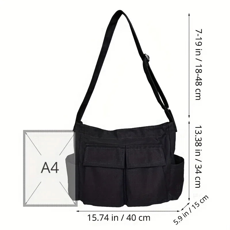 Workwear Canvas Shoulder Bag Large Capacity Retro Messenger Bag New Student Class Messenger Bag